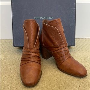 Bernardo “Felicity” Tan Leather Ankle Boots - Size 8
